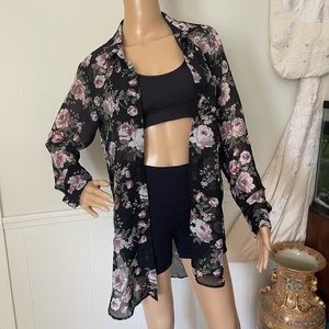 Floral button down collar shirt